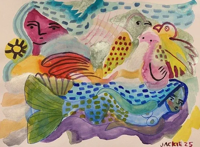 Mermaid and Birds by Jackie Bradshaw